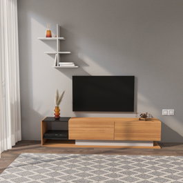 Hanah Home Liza Mueble de TV Blanco y Teca